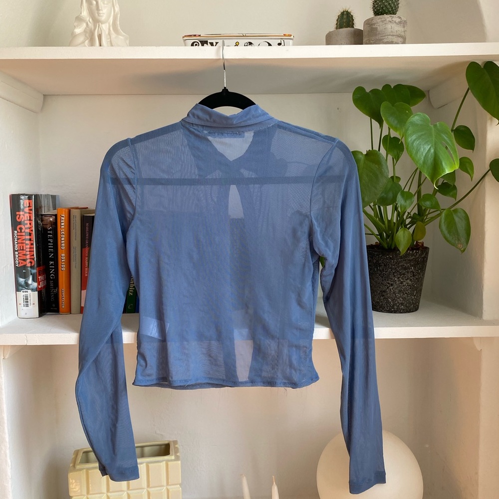Motel Rocks Sheer Baby Blue Button Up Top - Picture 4 of 4